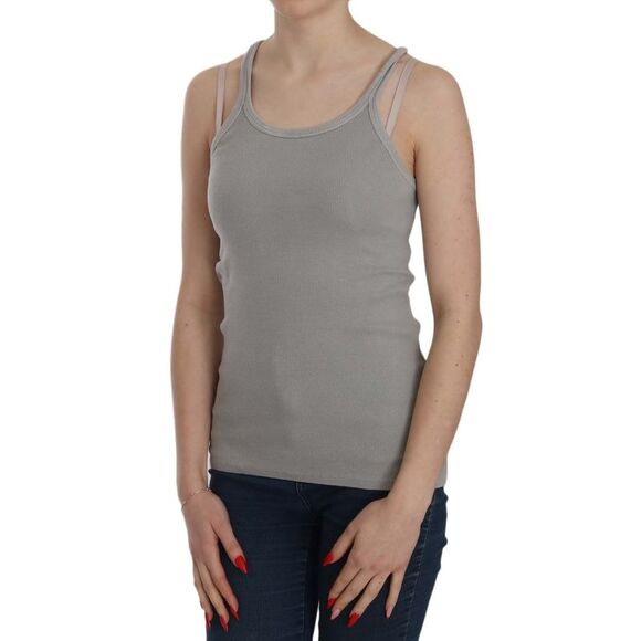 PINK MEMORIES Ribbed Tank Top Sleeveless Casual Top Women Gray Tops & T-Shirts - Picture 3 of 5